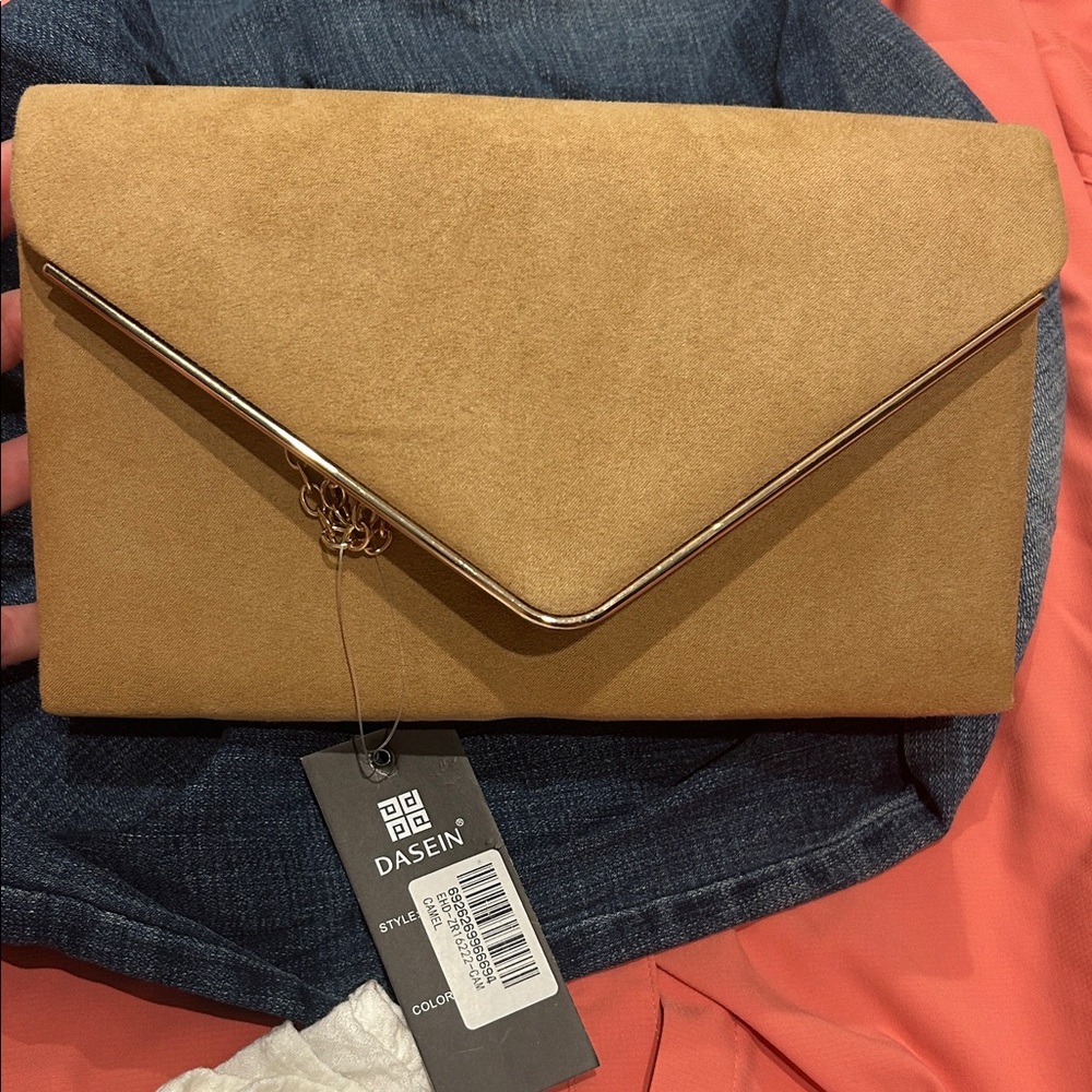 Tan Envelope Clutch